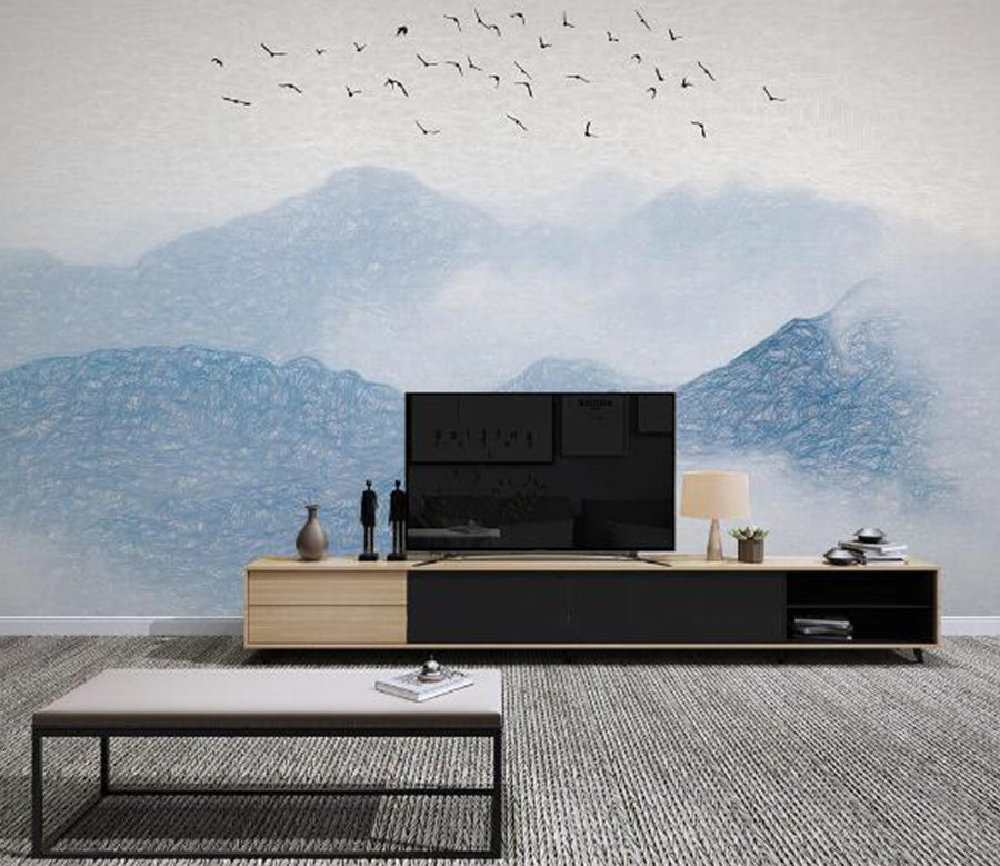 3D Yan Mountains WC1436 Wall Murals