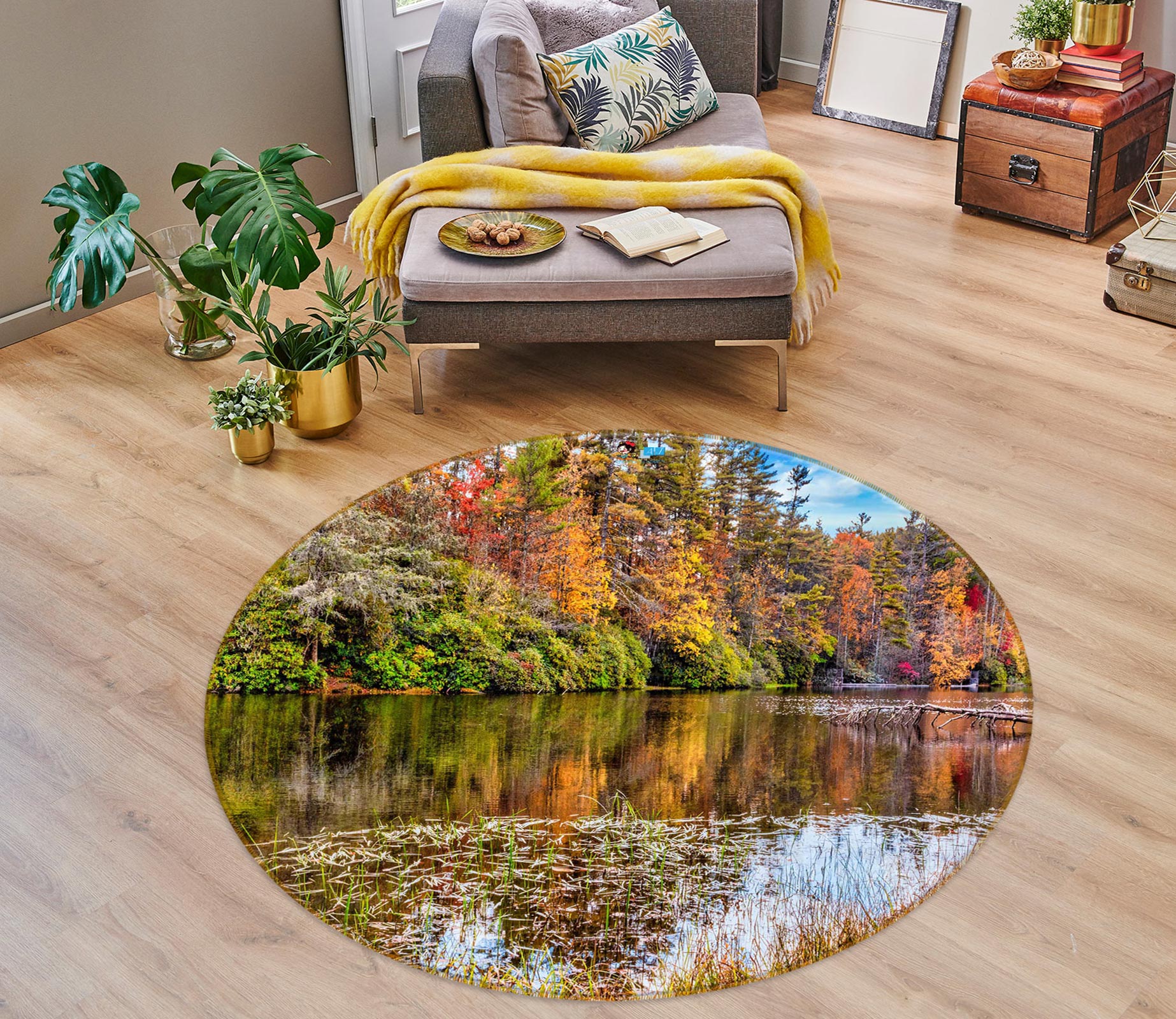 3D River Forest 5054 Beth Sheridan Rug Round Non Slip Rug Mat