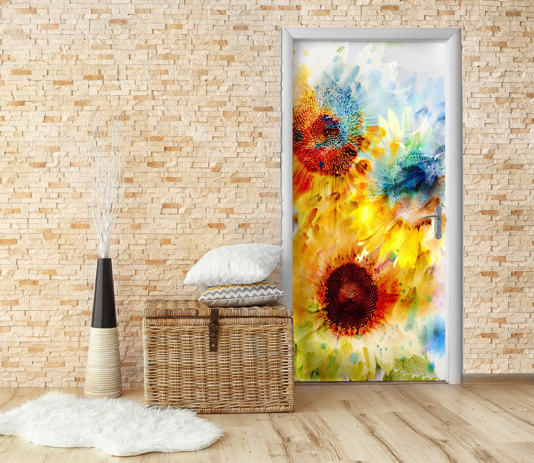 3D Sunflower 24089 Door Mural