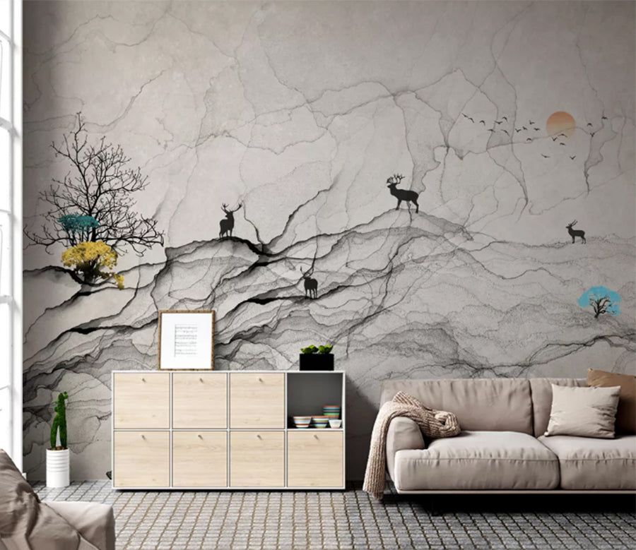 3D Dead Tree Fawn WC2405 Wall Murals