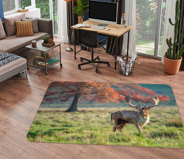 3D Trees Deer 83281 Assaf Frank Rug Non Slip Rug Mat