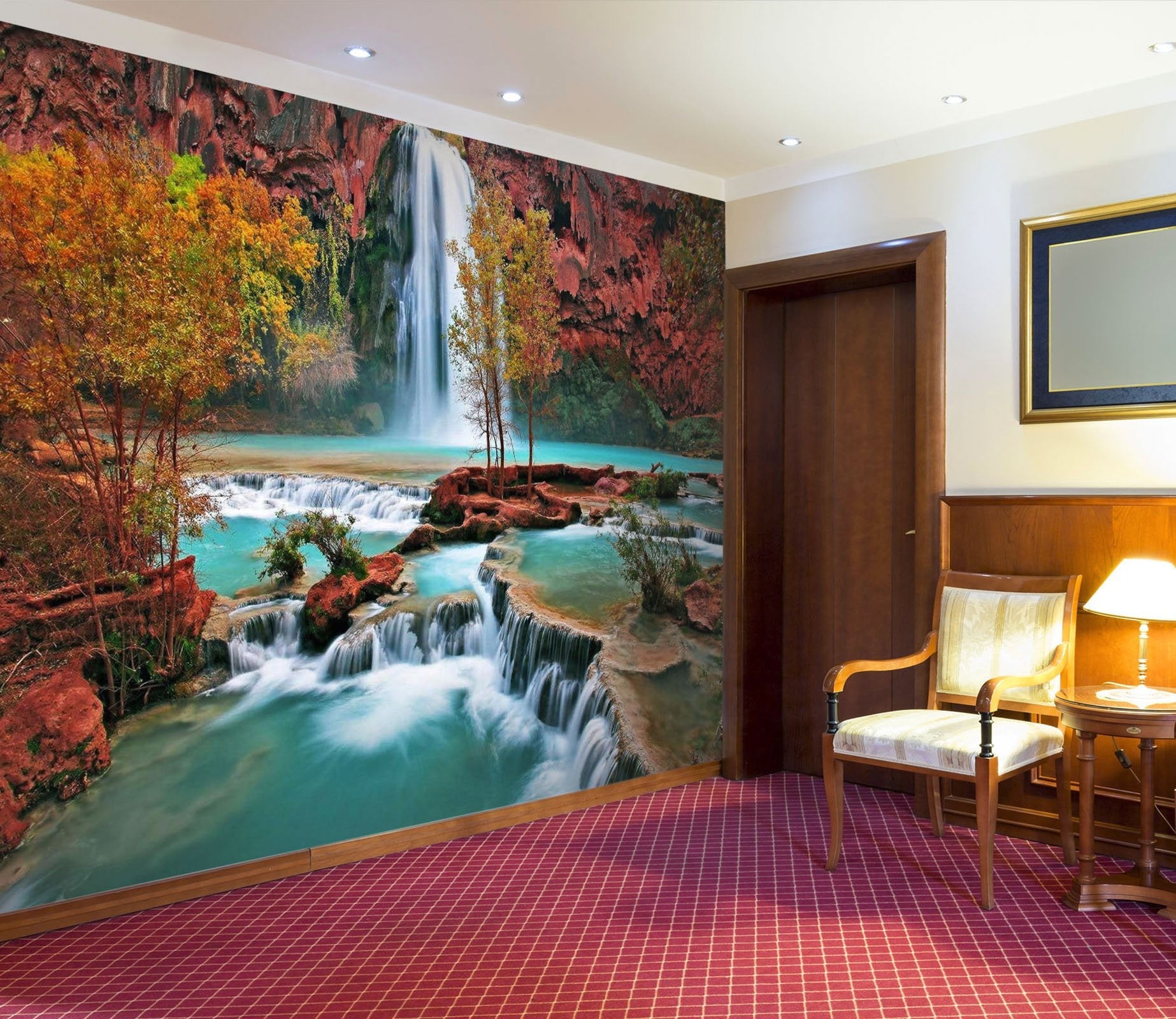 3D waterfall in fall 34 Wall Murals Wallpaper AJ Wallpaper 