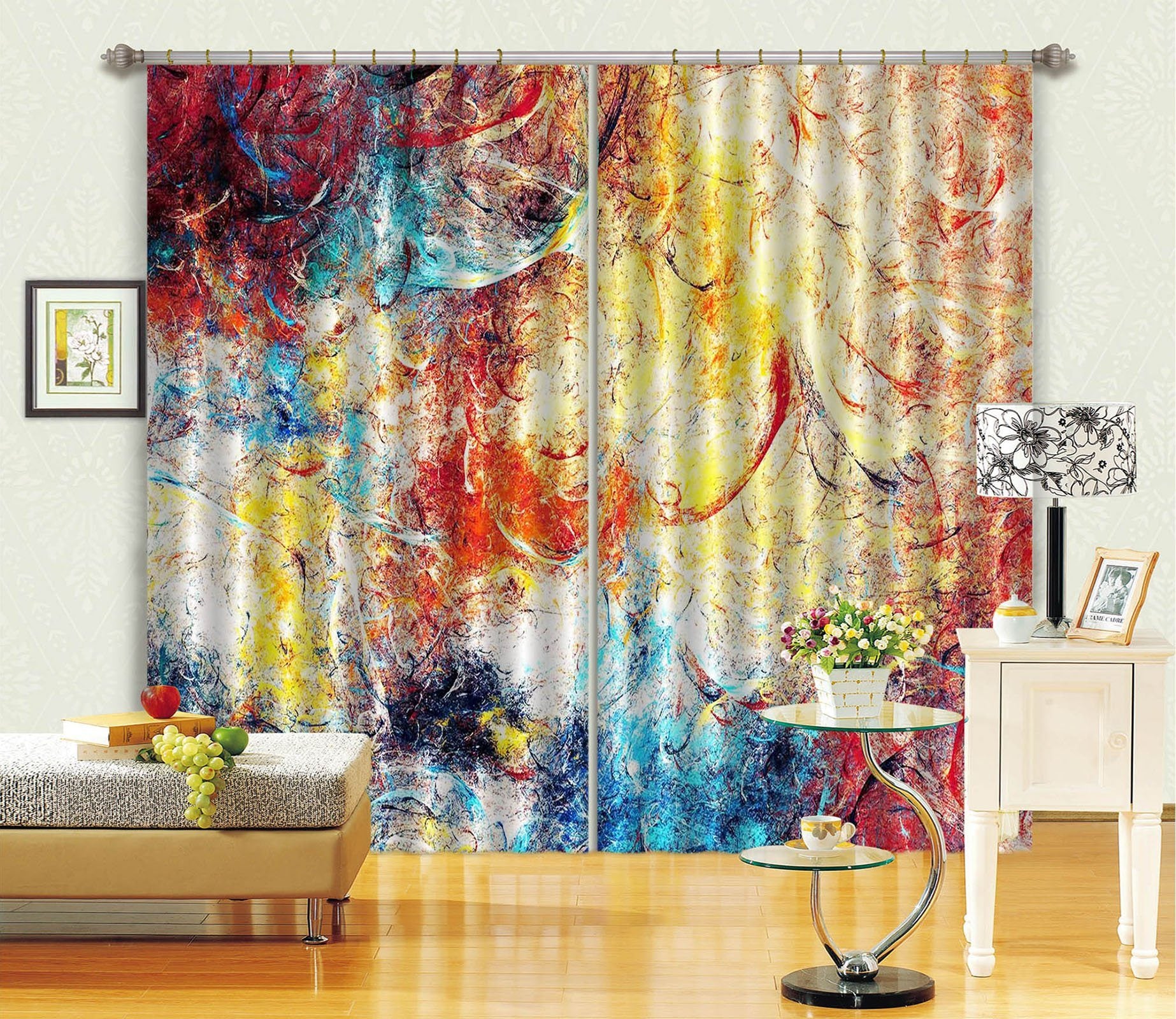 3D Colored Scratches 7 Curtains Drapes Curtains AJ Creativity Home 