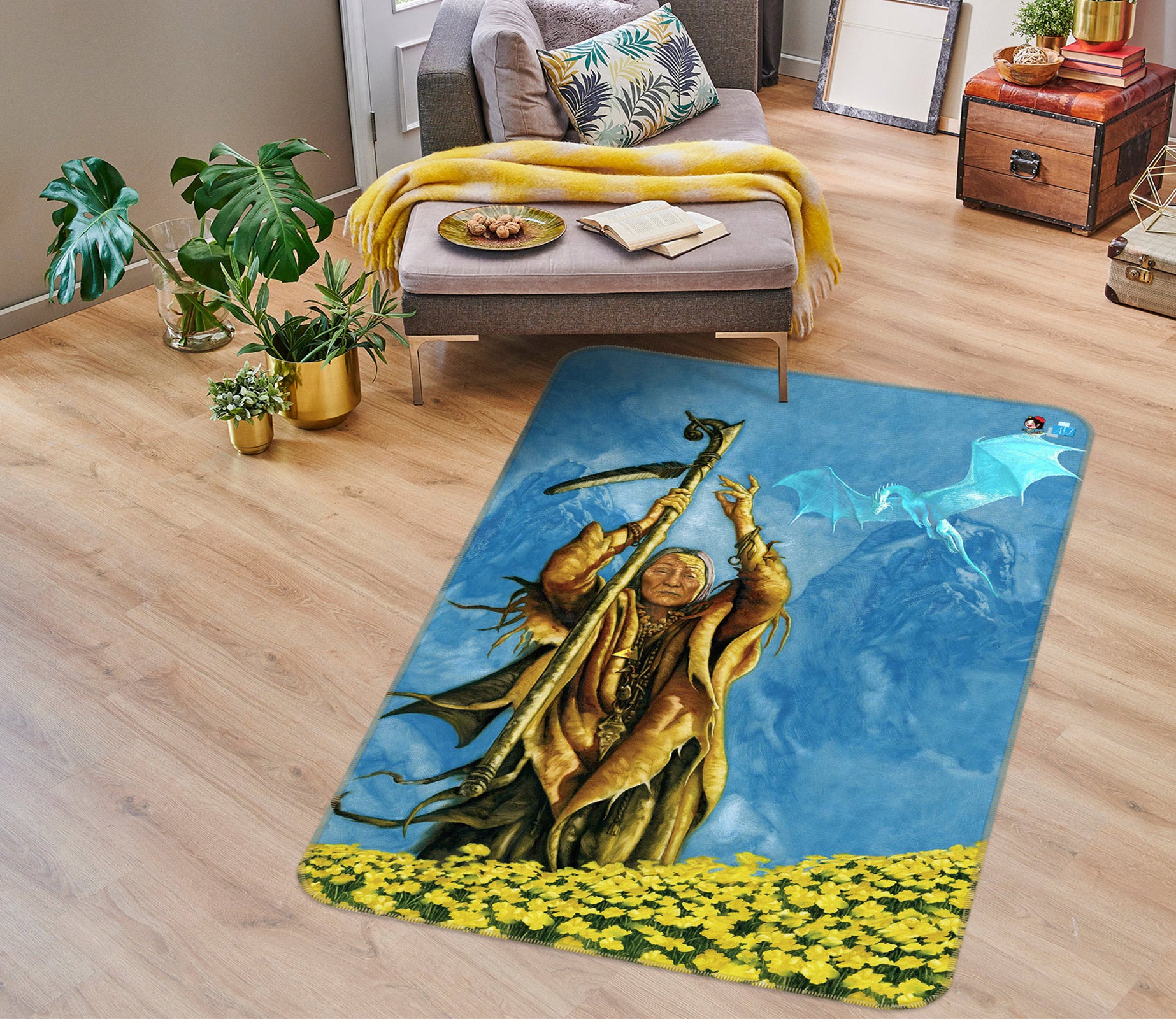 3D Fower Bush Scepter Elder 6029 Ciruelo Rug Non Slip Rug Mat