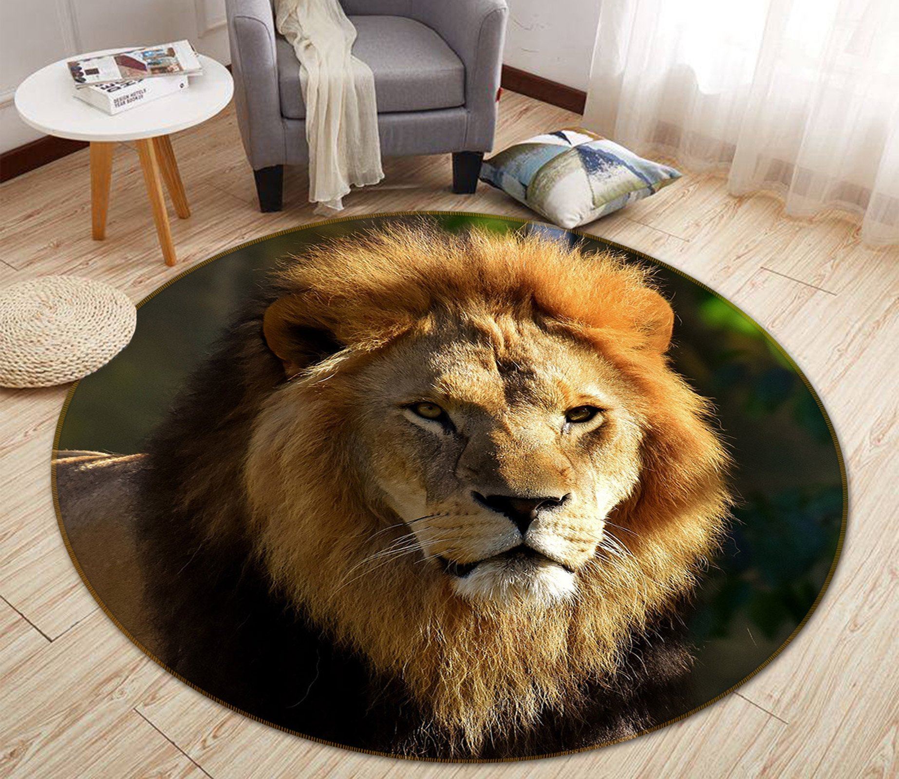 3D Spiritual Lion 076 Animal Round Non Slip Rug Mat Mat AJ Creativity Home 