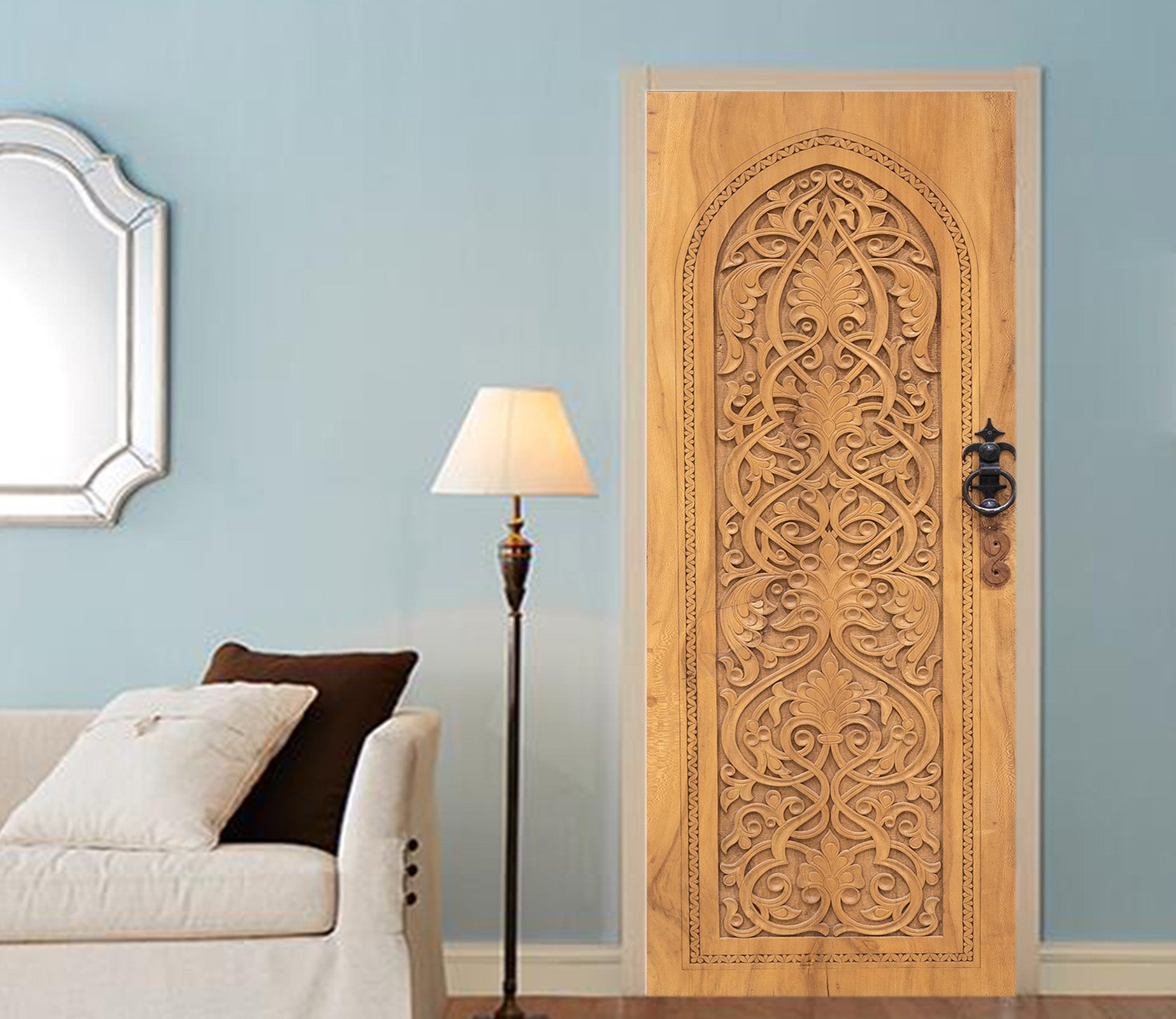 3D Pattern Wood Carving 23006 Door Mural