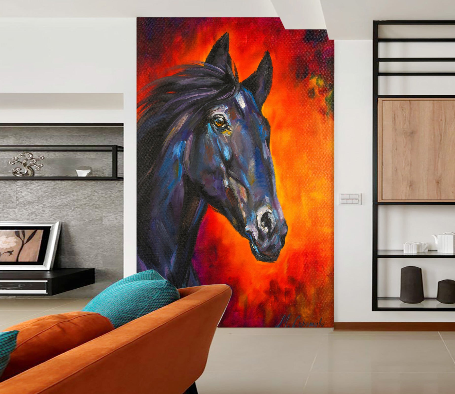 3D Black Horse 152 Skromova Marina Wall Mural Wall Murals