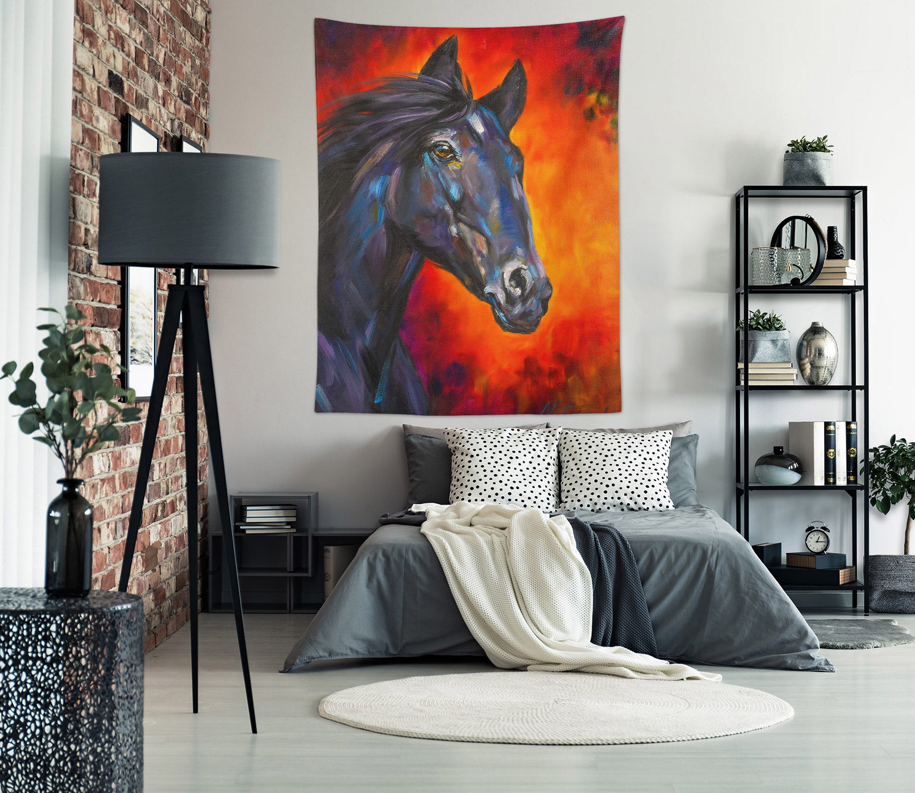 3D Black Horse 3302 Skromova Marina Tapestry Hanging Cloth Hang