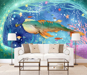 3D Star Whale WC1693 Wall Murals