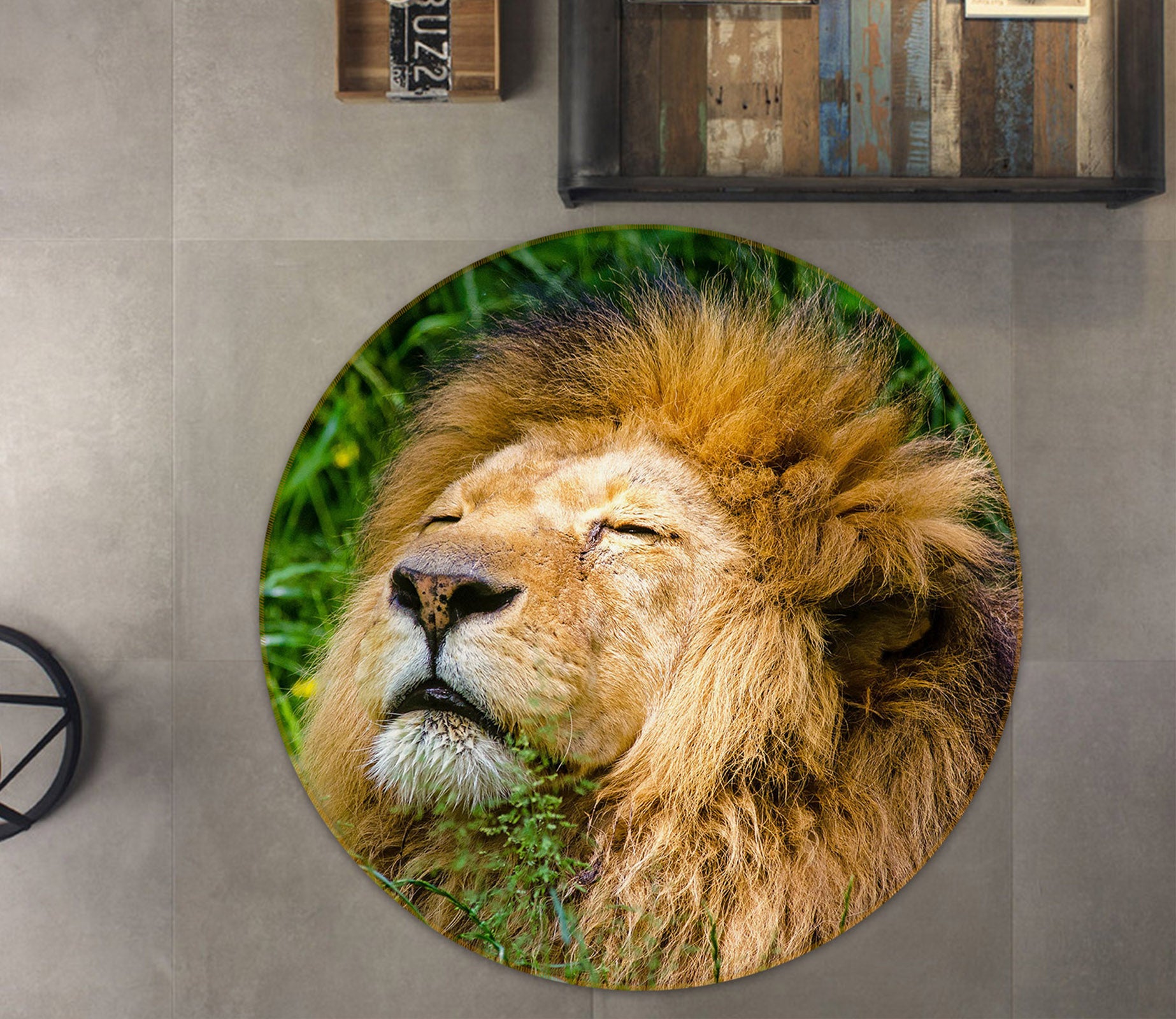 3D Lion 81264 Animal Round Non Slip Rug Mat