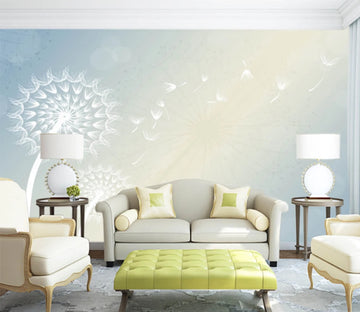 3D White Dandelion WC338 Wall Murals