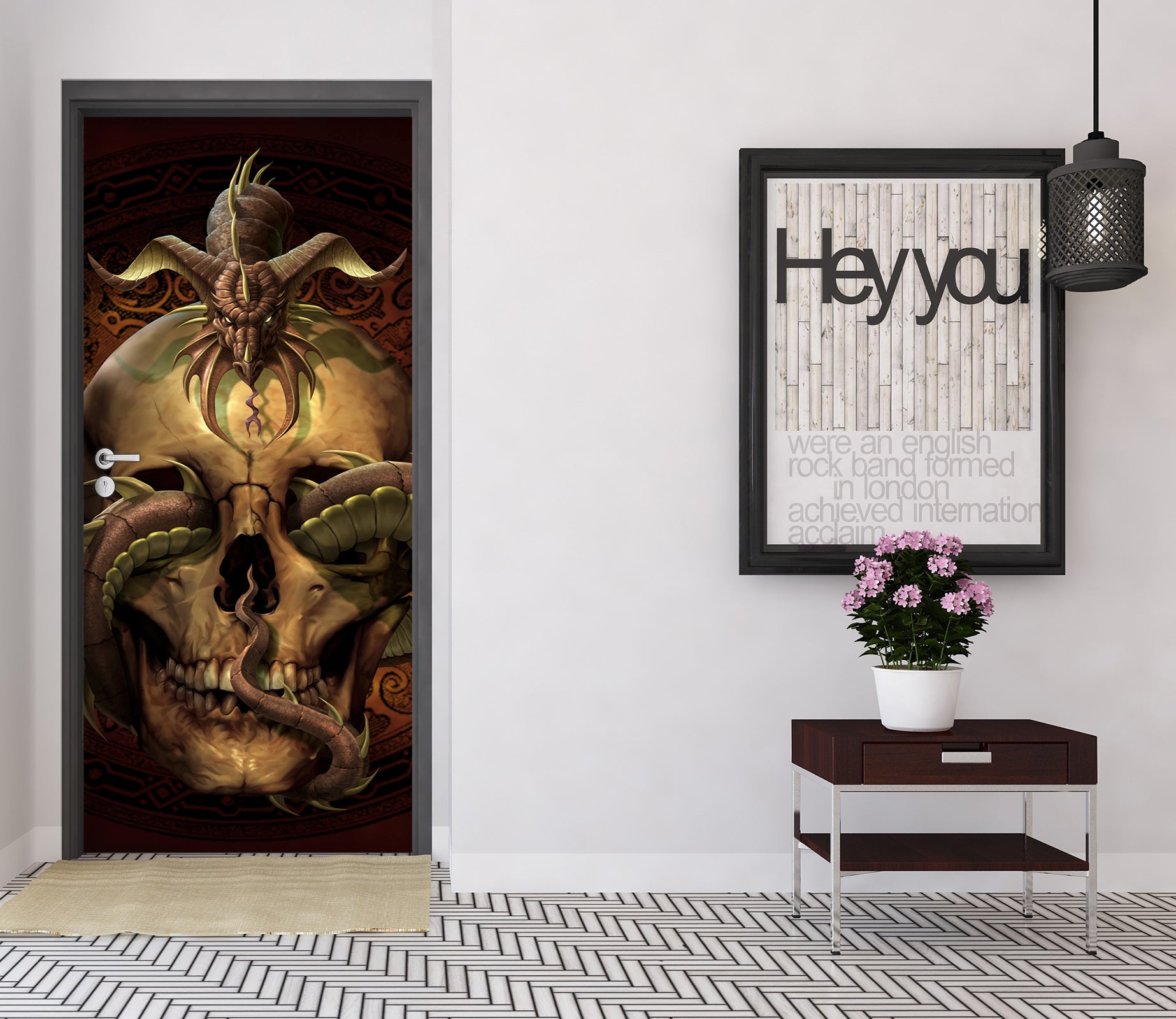 3D Skeleton Dragon 606 Tom Wood Door Mural