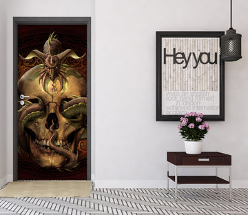 3D Skeleton Dragon 606 Tom Wood Door Mural