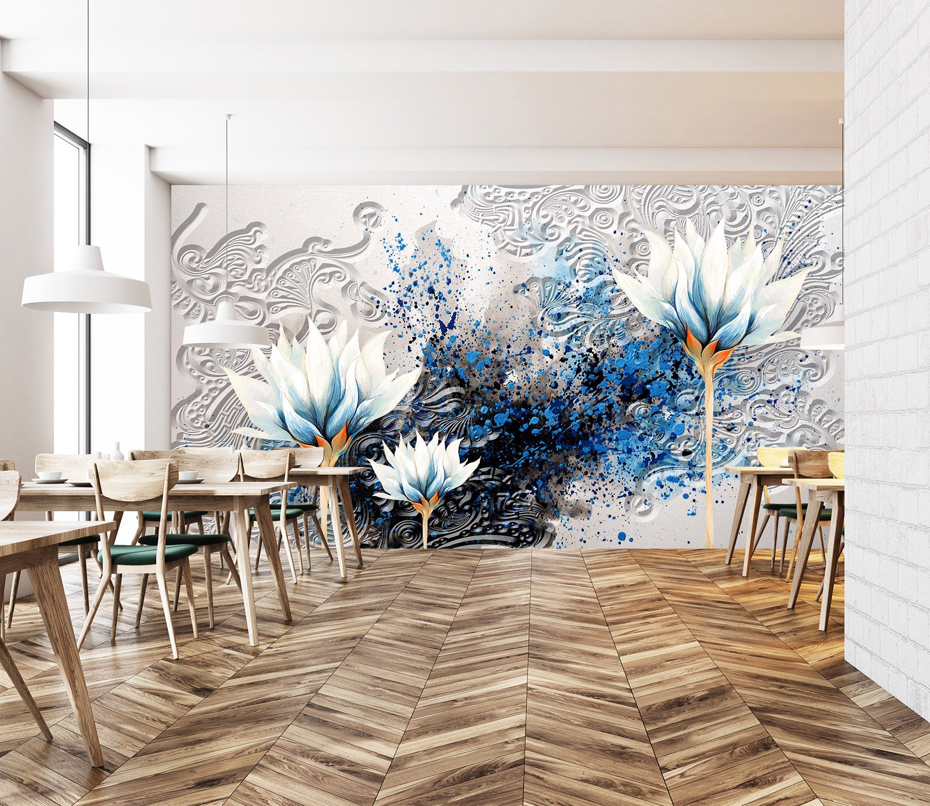 3D Painted Lotus 2066 Wall Murals