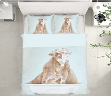 3D Wreath Cow Bathtub 2080 Debi Coules Bedding Bed Pillowcases Quilt