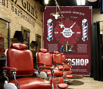 3D Color Lamp Post 1439 Barber Shop Wall Murals