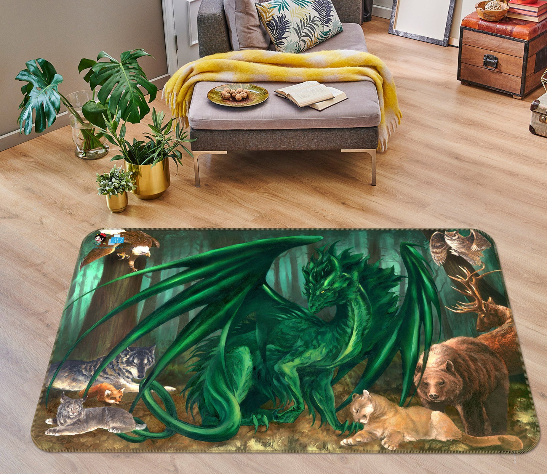 3D Animal Dragon 8208 Ruth Thompson Rug Non Slip Rug Mat