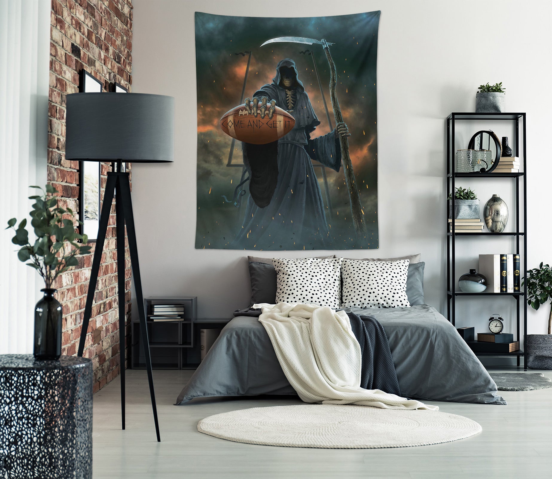 3D Football Grim Reaper 116222 Vincent Tapestry Hanging Cloth Hang