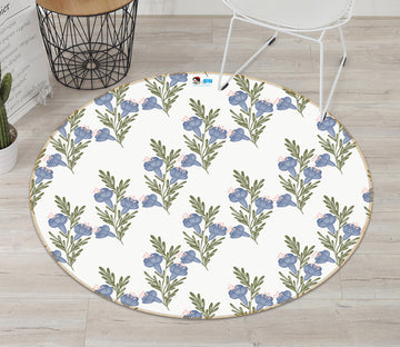 3D Blue Flower Cluster 10582 Kashmira Jayaprakash Rug Round Non Slip Rug Mat