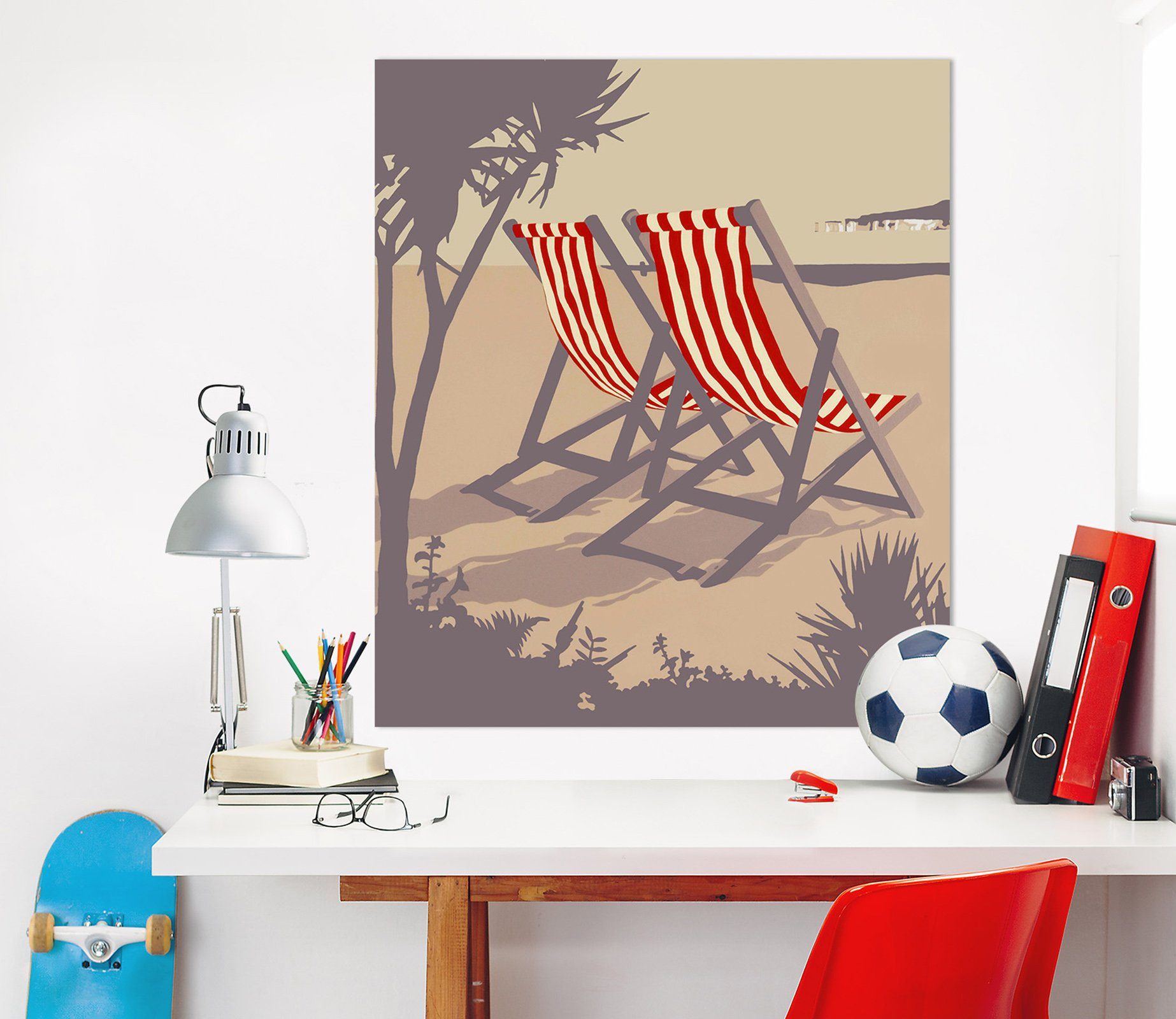 3D Bournemouth Red Deckchairs 019 Steve Read Wall Sticker Wallpaper AJ Wallpaper 2 