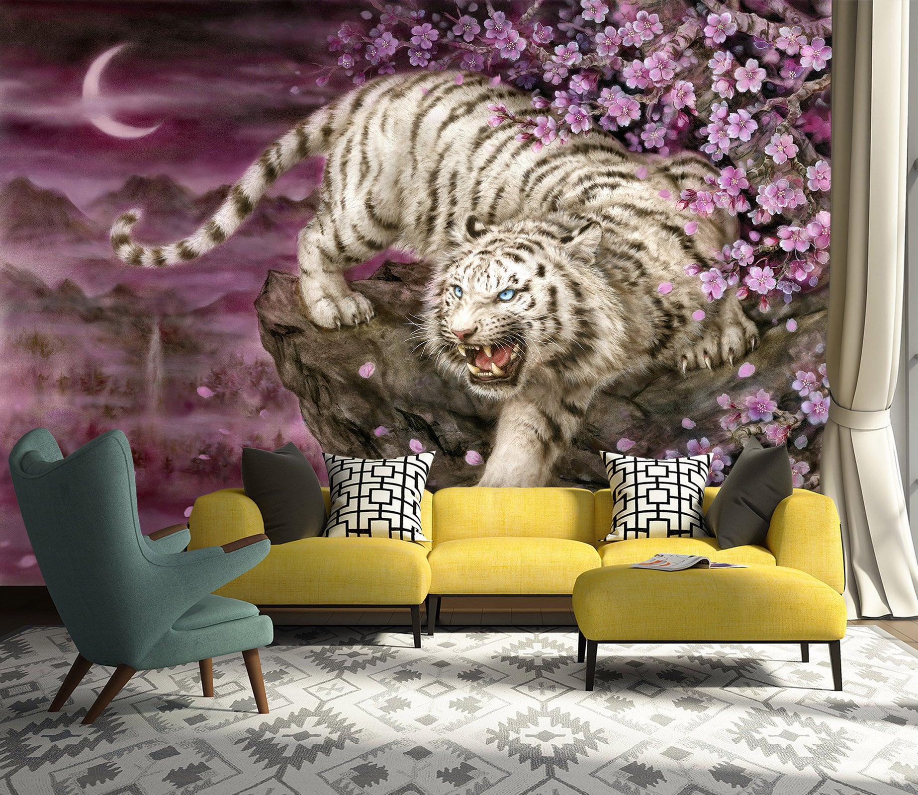 3D Flower Tiger 5453 Kayomi Harai Wall Mural Wall Murals