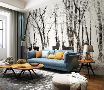 3D Sika Deer Woods WC1382 Wall Murals