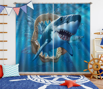 3D Great White Shark 065 Jerry LoFaro Curtain Curtains Drapes Curtains AJ Creativity Home 