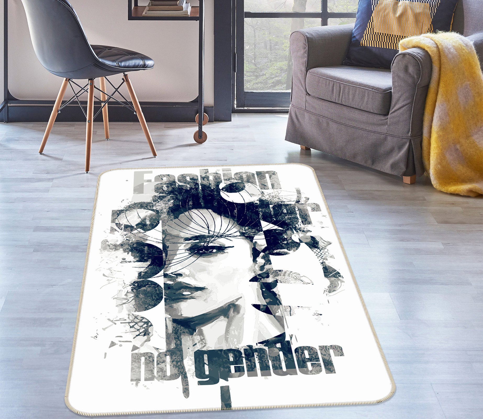 3D Black White Woman 77256 Non Slip Rug Mat