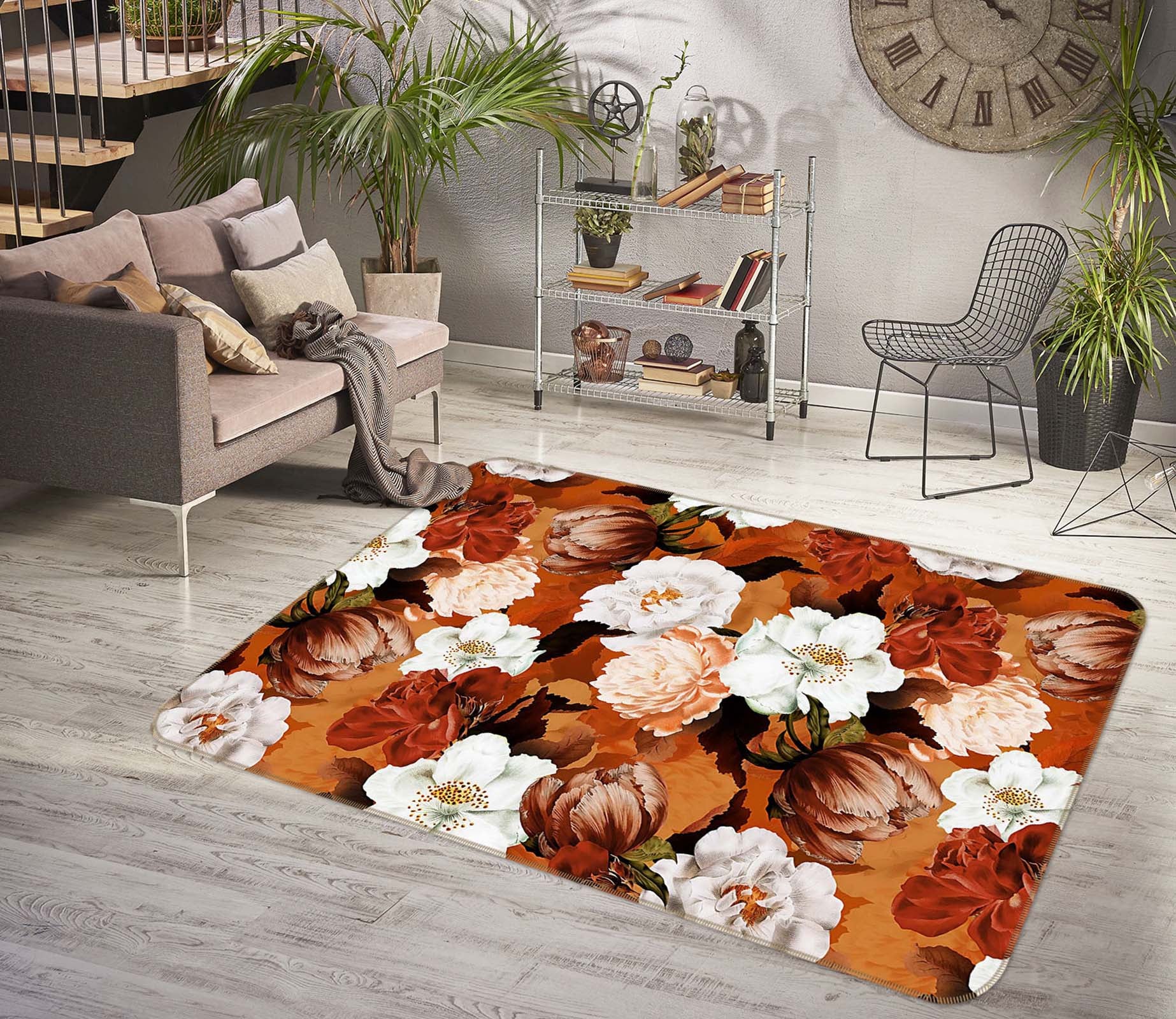 3D Painted Flowers 129 Uta Naumann Rug Non Slip Rug Mat