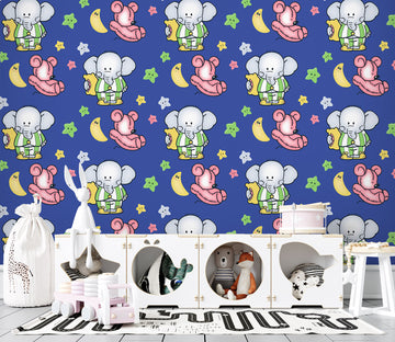 3D Moon Star Elephant 58019 Wall Murals