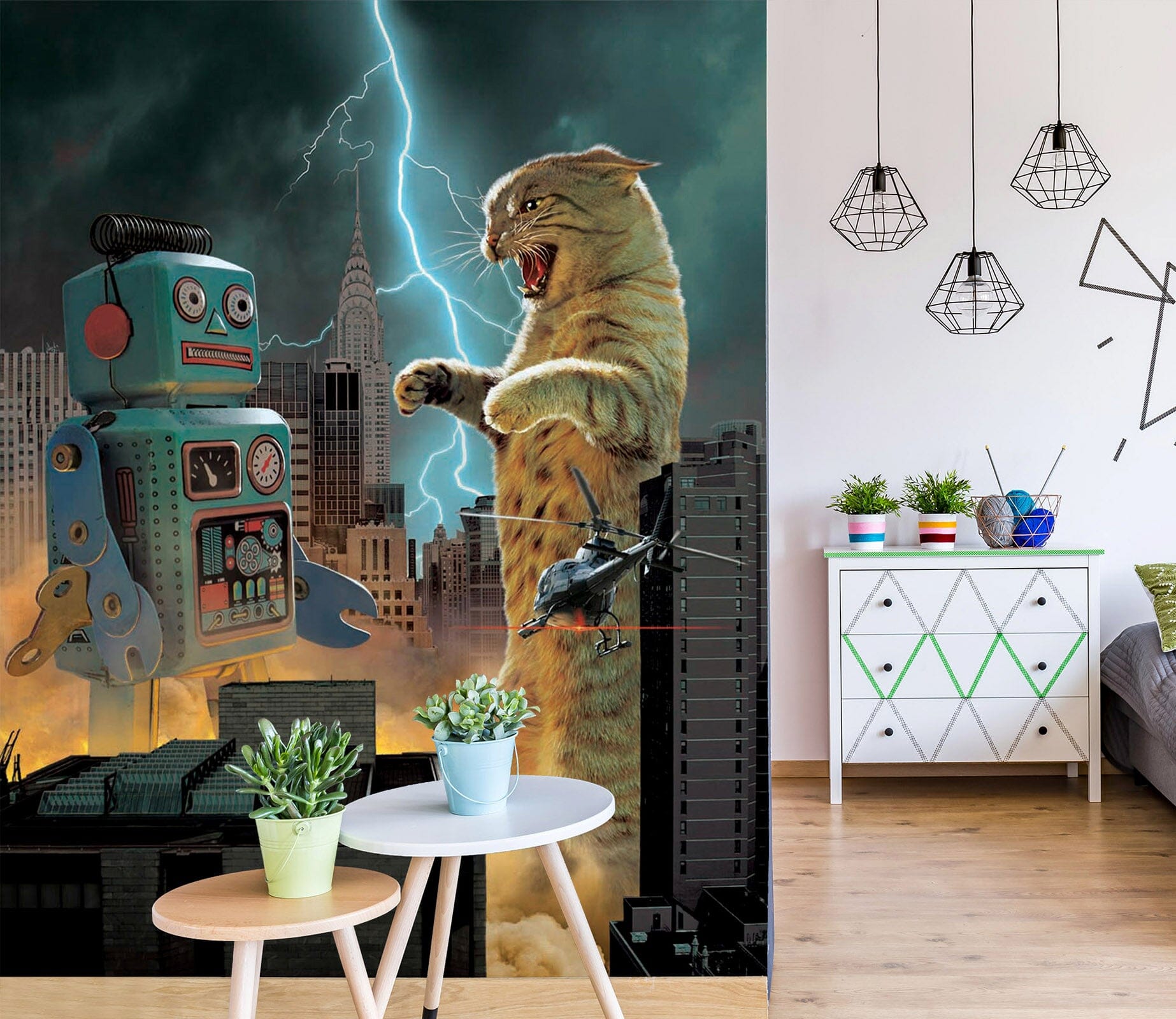 3D Robot Cat 1419 Wall Murals Exclusive Designer Vincent Wallpaper AJ Wallpaper 2 