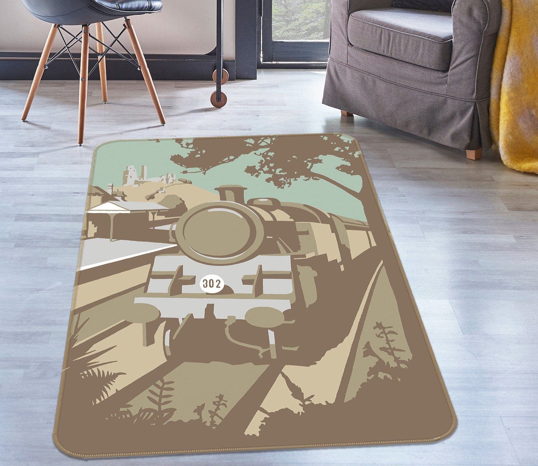 3D Swanage Railway 1009 Steve Read Rug Non Slip Rug Mat Mat AJ Creativity Home 