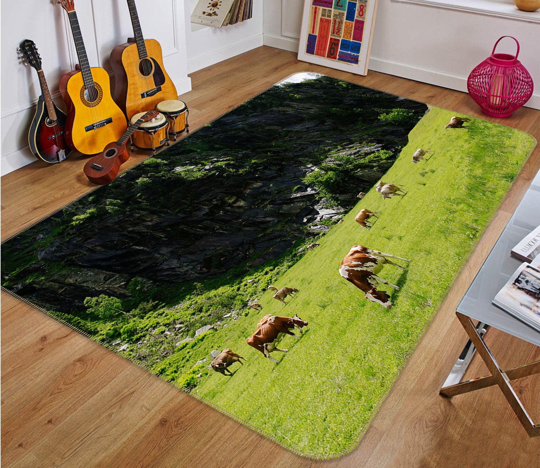 3D Grass Cattle 82063 Animal Non Slip Rug Mat