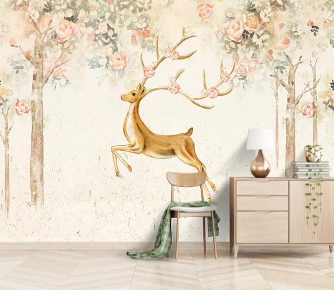 3D Deer Forest 730 Wall Murals Wallpaper AJ Wallpaper 2 