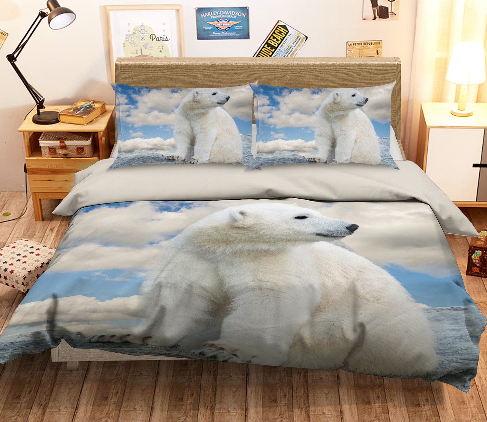 3D Cloud Polar Bear 126 Bed Pillowcases Quilt