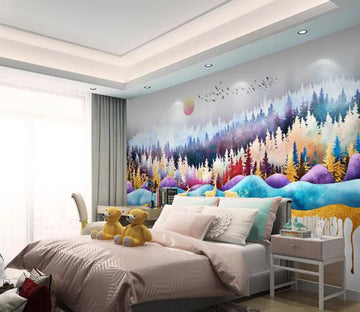 3D Colorful Woods WC1725 Wall Murals