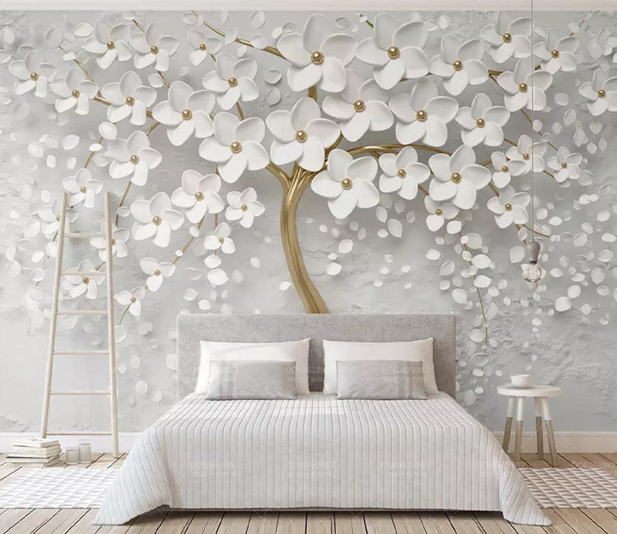 3D White Flower Tree WC794 Wall Murals