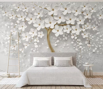 3D White Flower Tree WC794 Wall Murals