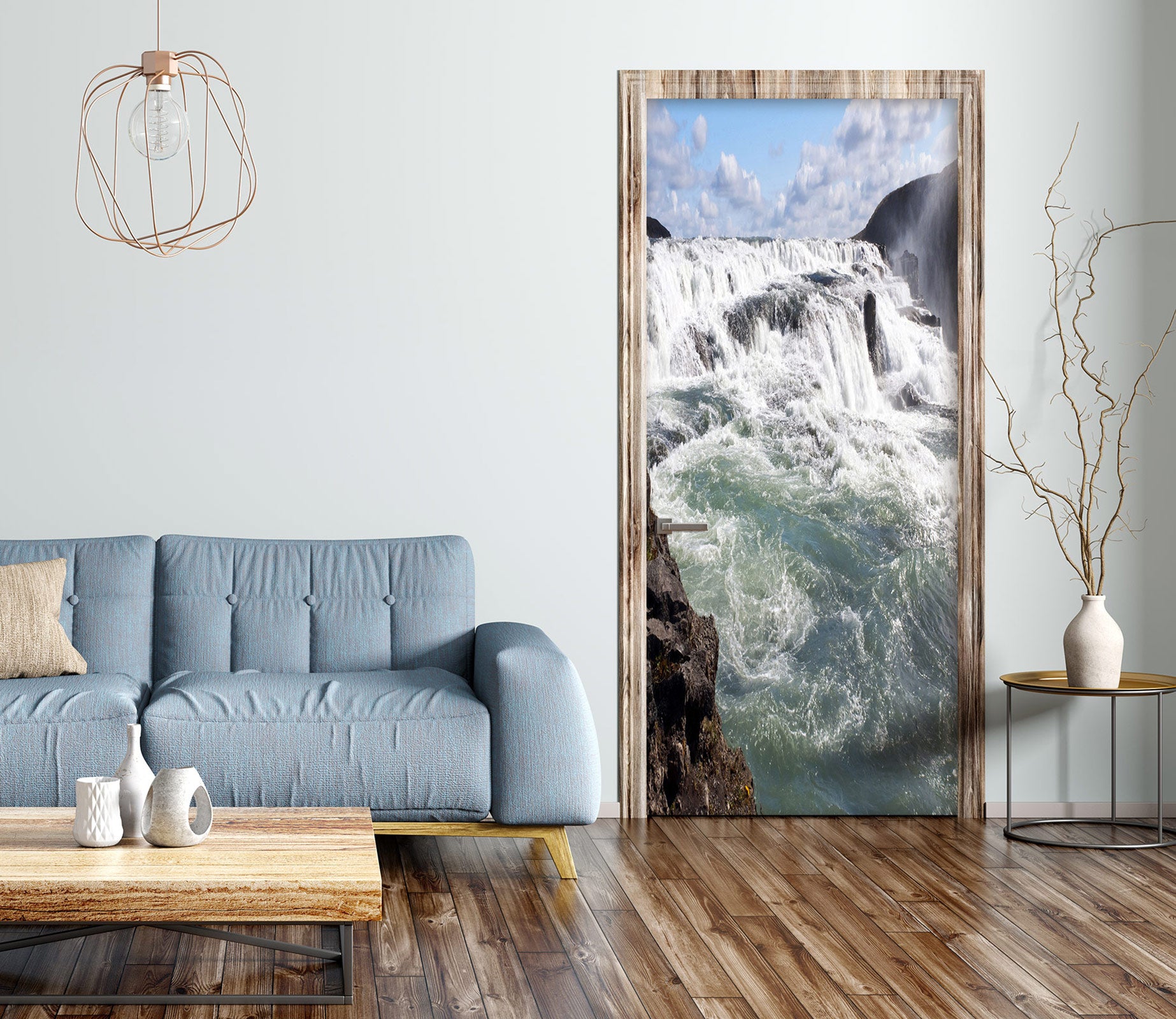 3D Waterfall Sea 196 Door Mural