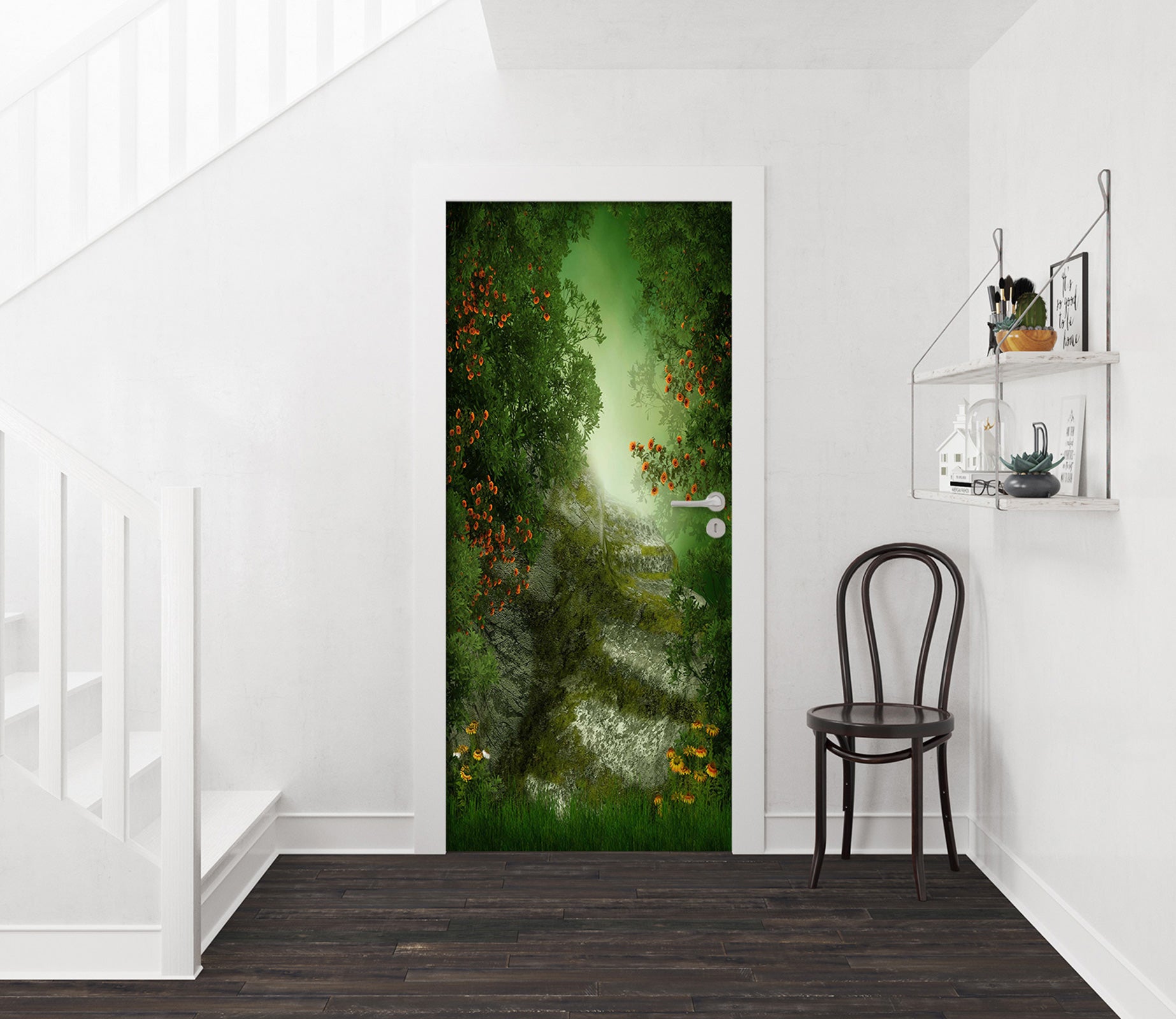 3D Forest Chrysanthemum 025 Door Mural