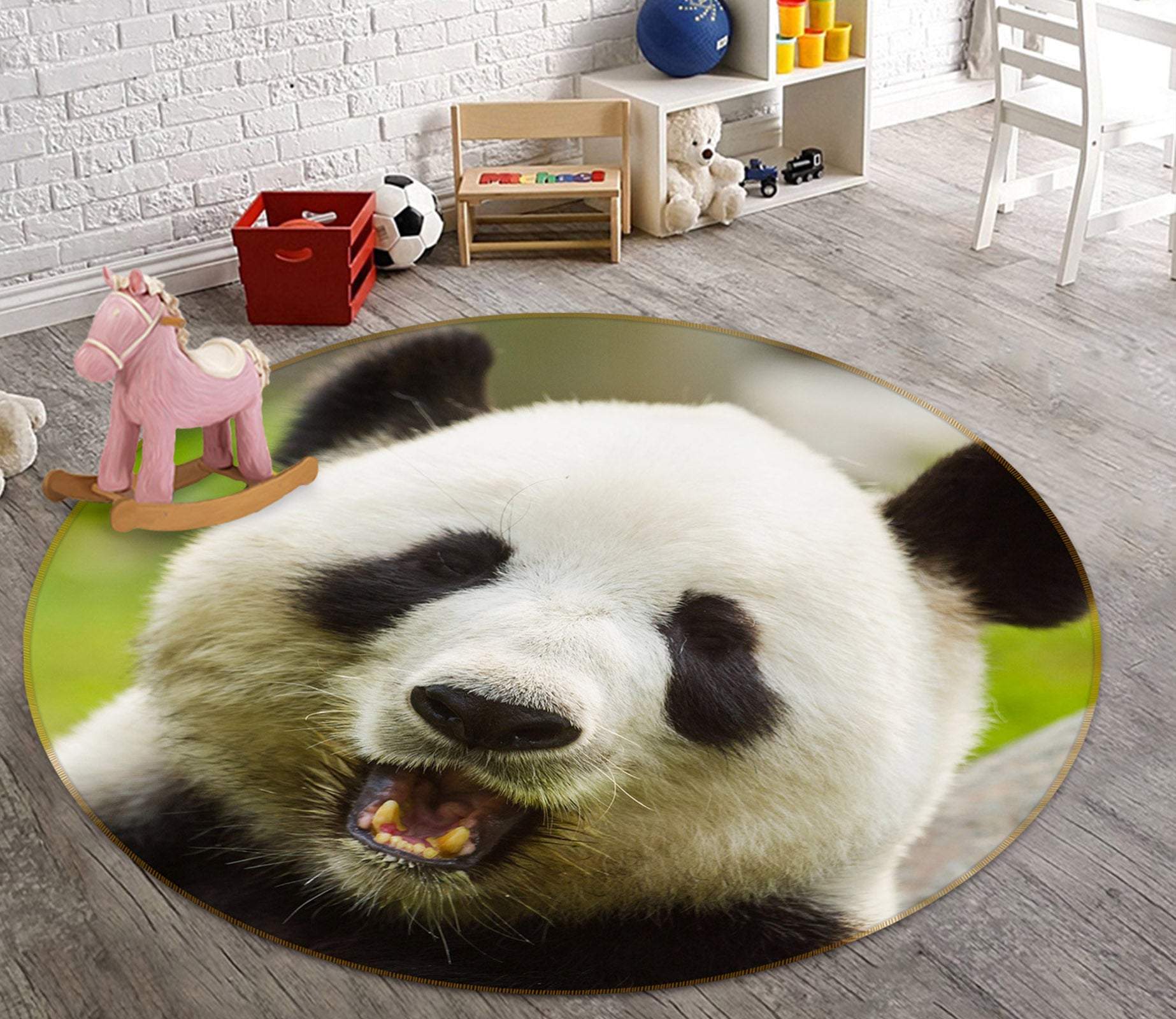 3D Panda 37194 Animal Round Non Slip Rug Mat