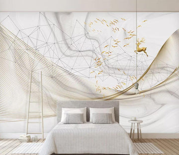 3D Golden Goose Flock WC2640 Wall Murals