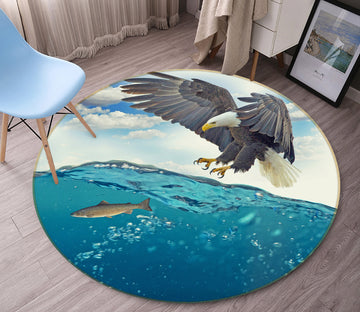 3D Eagle Fish 82058 Animal Round Non Slip Rug Mat