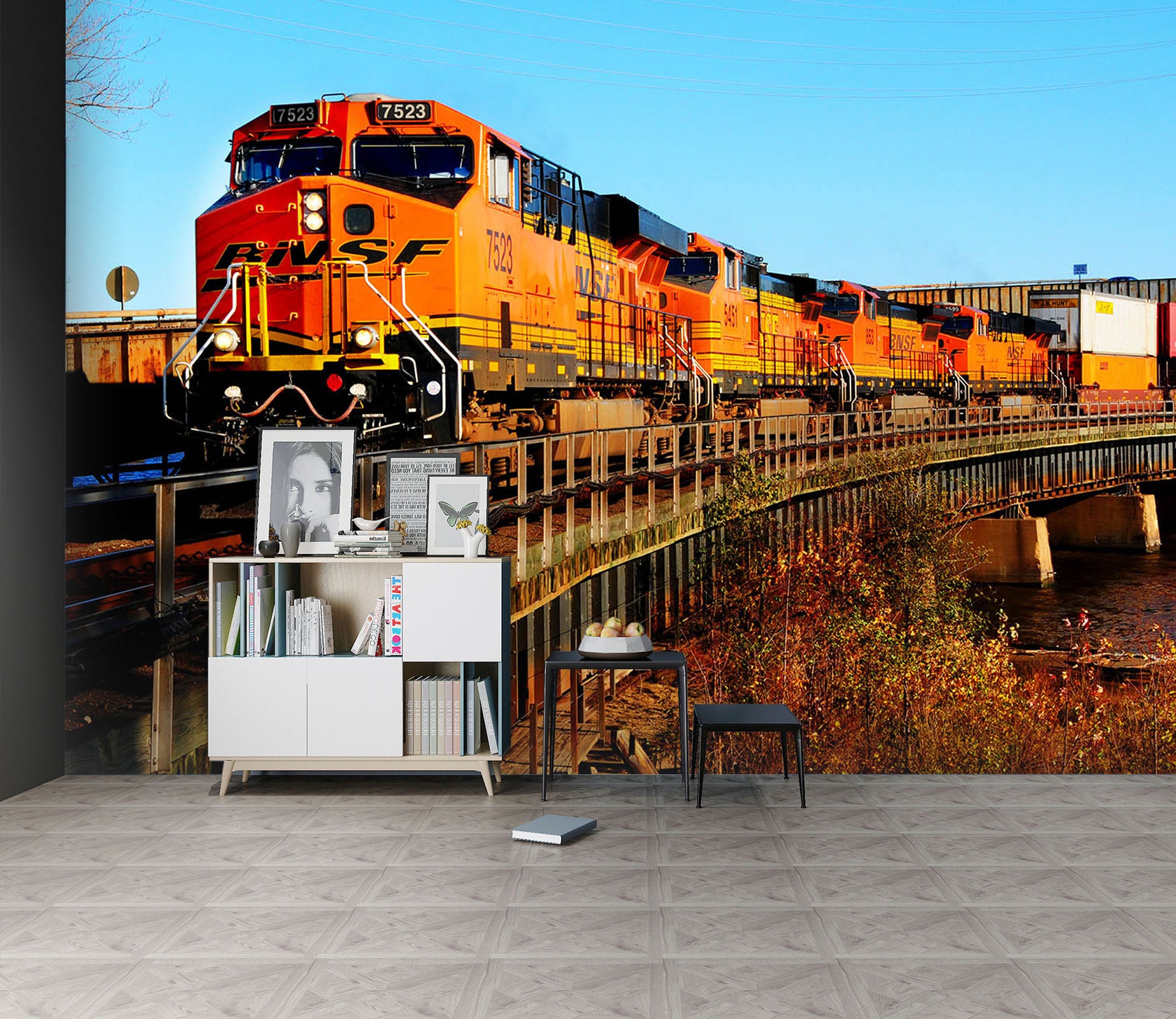 3D Freight Train 245 Vehicle Wall Murals