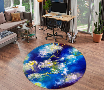 3D Watercolor Flowers 919 Skromova Marina Rug Round Non Slip Rug Mat