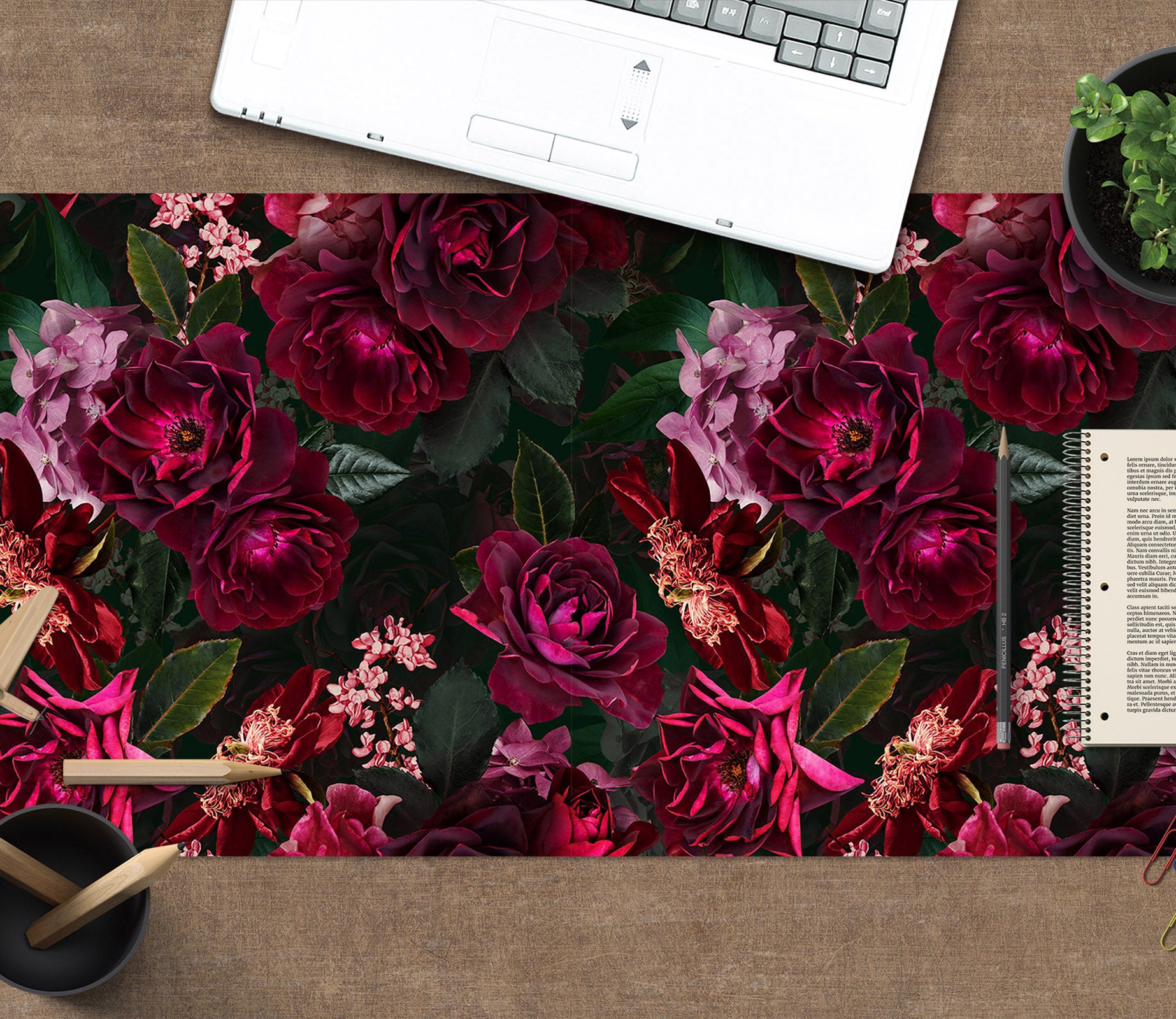 3D Fuchsia Flowers 120187 Uta Naumann Desk Mat