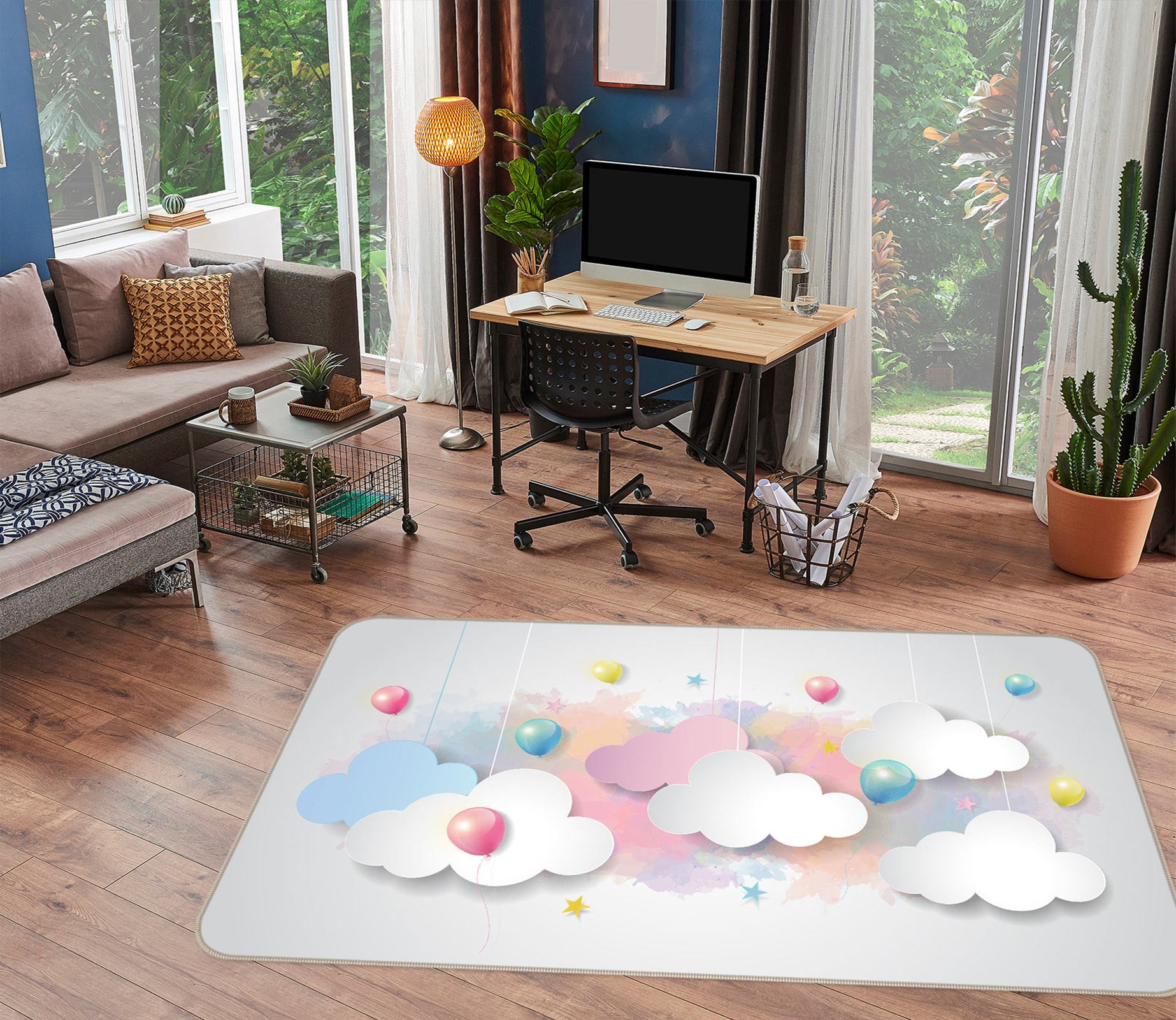 3D Color Clouds 77148 Non Slip Rug Mat