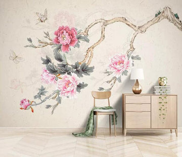 3D Peony Butterfly 2388 Wall Murals Wallpaper AJ Wallpaper 2 