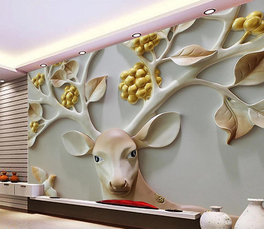 3D Embossed Deer WC608 Wall Murals