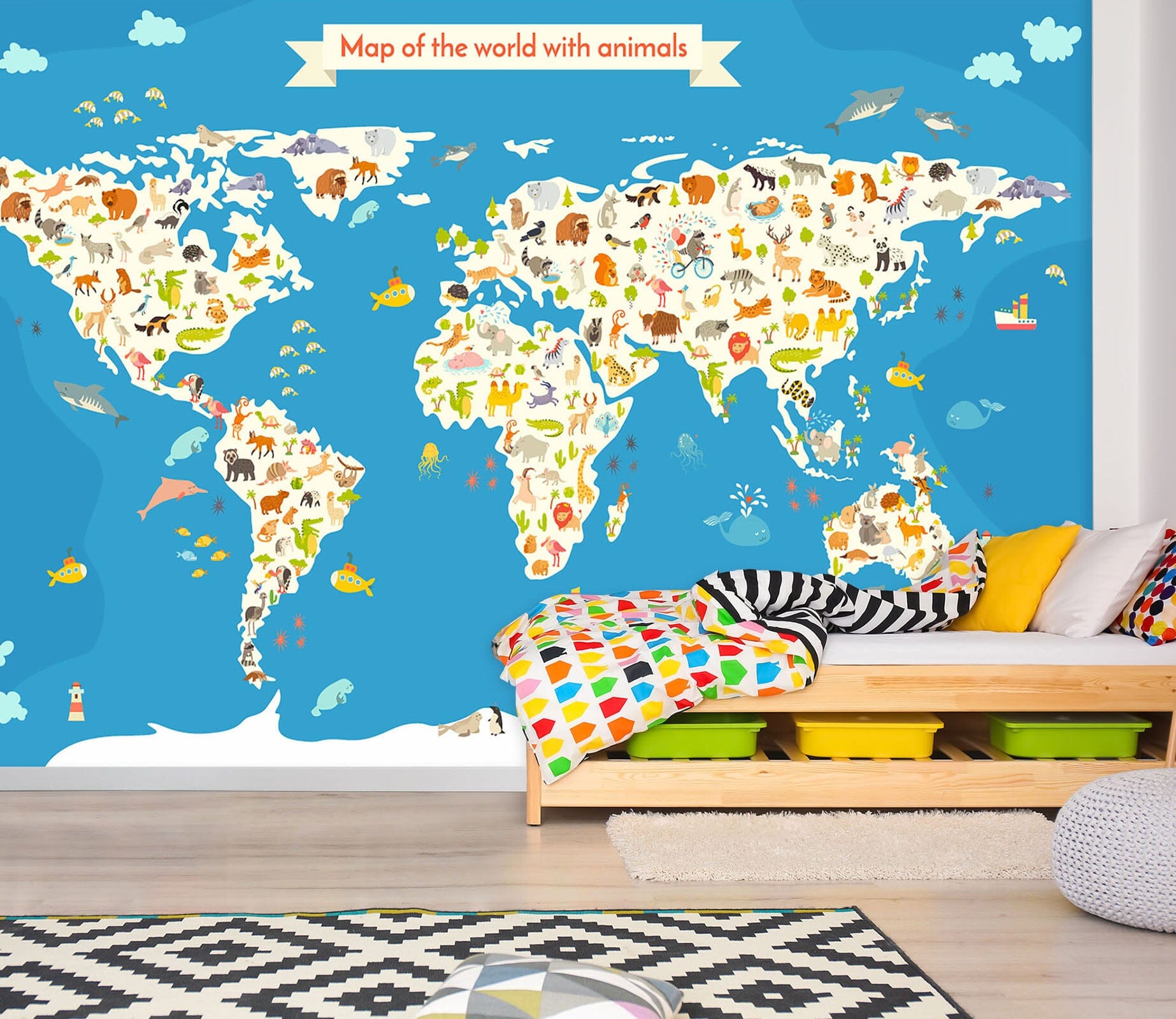 3D Cute World Map 037 Wall Murals Wallpaper AJ Wallpaper 2 